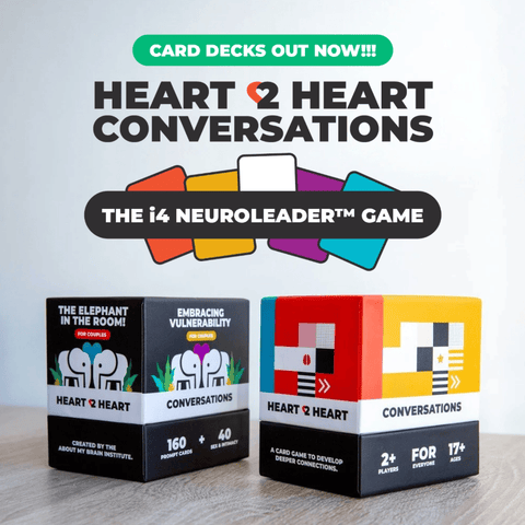 Two card game boxes for 'Heart 2 Heart Conversations' on a light surface with a light gray background.