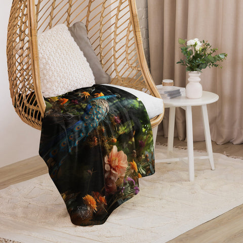 About my Brain Institute Blankets Peacock Spirit Animal Sherpa blanket