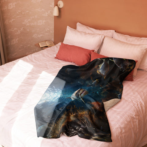 About my Brain Institute Blankets Shark Spirit Animal Sherpa Blanket