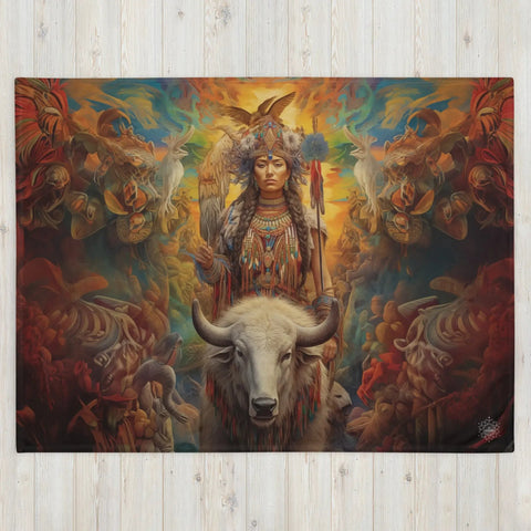 About my Brain Institute Blankets White Buffalo Calf Woman Goddess Throw Blanket