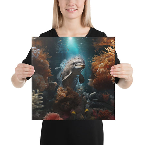About my Brain Institute Wall Art 16″×16″ Dolphin Spirit Animal Canvas