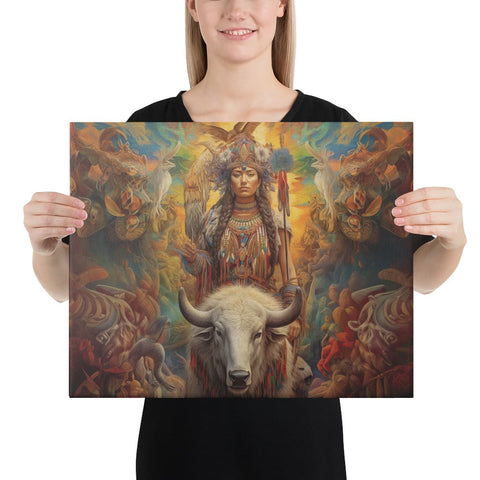 About my Brain Institute Wall Art 16″×20″ White Buffalo Calf Woman Goddess Canvas