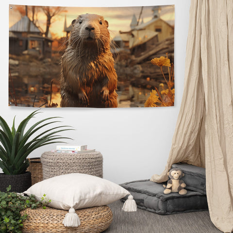 About my Brain Institute Wall Art Beaver Spirit Animal Flag Wall Art