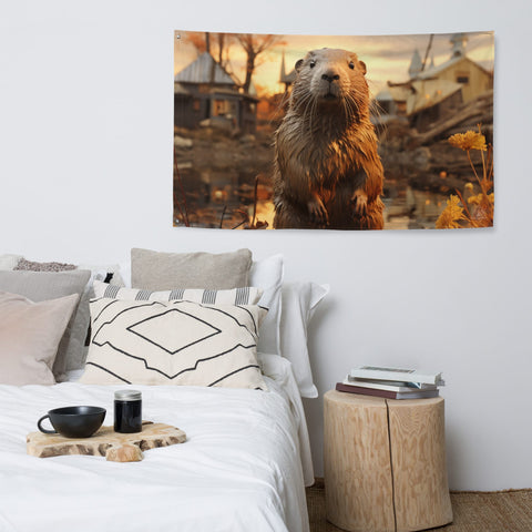 About my Brain Institute Wall Art Beaver Spirit Animal Flag Wall Art