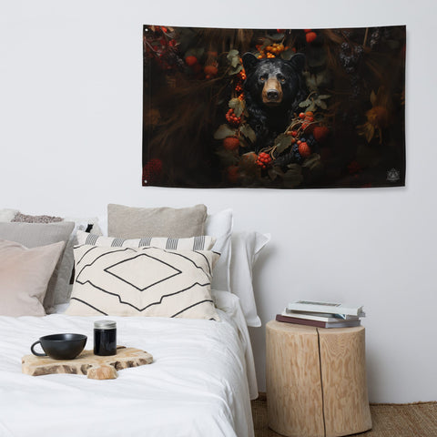 About my Brain Institute Wall Art Black Bear Spirit Animal Flag Wall Art