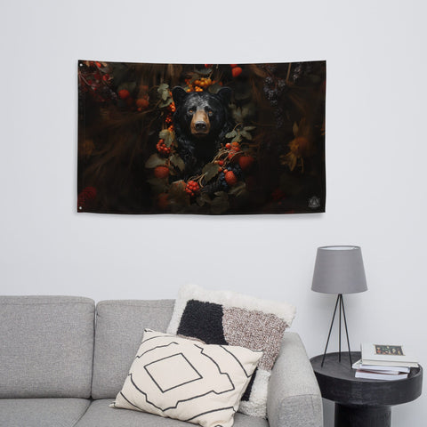 About my Brain Institute Wall Art Black Bear Spirit Animal Flag Wall Art