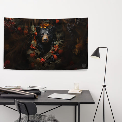 About my Brain Institute Wall Art Black Bear Spirit Animal Flag Wall Art