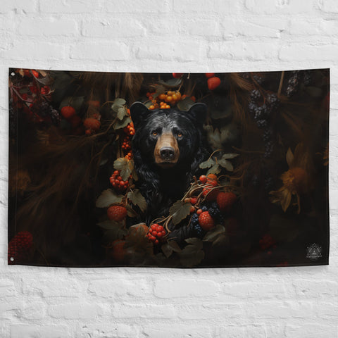 About my Brain Institute Wall Art Black Bear Spirit Animal Flag Wall Art