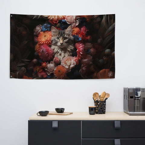 About my Brain Institute Wall Art Cat Spirit Animal Flag Wall Art
