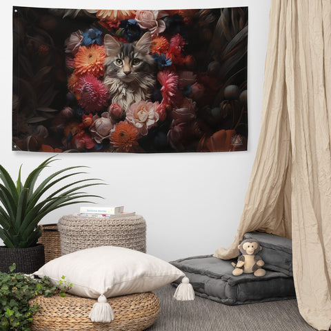 About my Brain Institute Wall Art Cat Spirit Animal Flag Wall Art