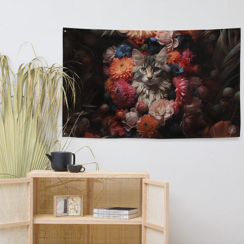 About my Brain Institute Wall Art Cat Spirit Animal Flag Wall Art