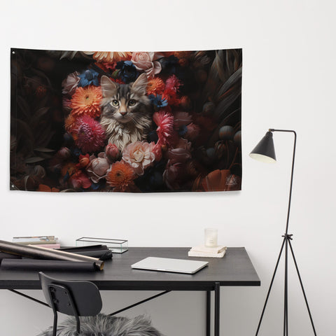 About my Brain Institute Wall Art Cat Spirit Animal Flag Wall Art