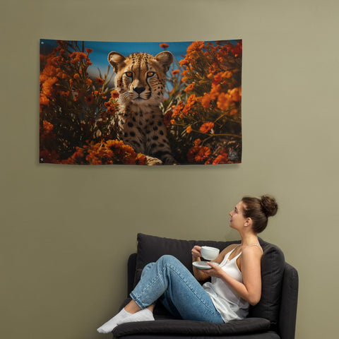 About my Brain Institute Wall Art Cheetah Spirit Animal Flag Wall Art