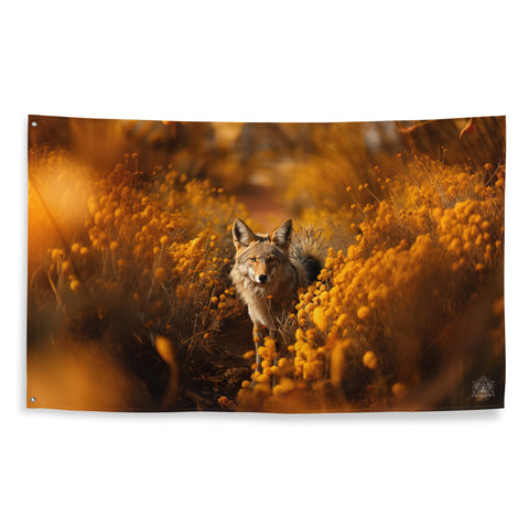 About my Brain Institute Wall Art Coyote Spirit Animal Flag Wall Art