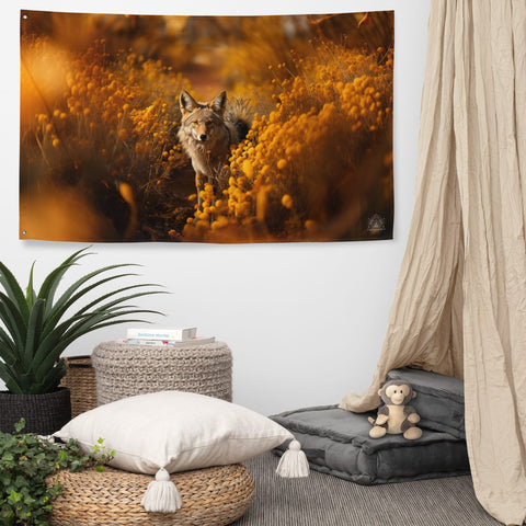 About my Brain Institute Wall Art Coyote Spirit Animal Flag Wall Art