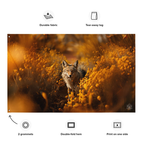 About my Brain Institute Wall Art Coyote Spirit Animal Flag Wall Art