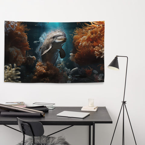About my Brain Institute Wall Art Dolphin Spirit Animal Flag Wall Art