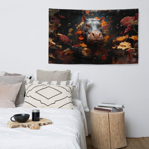 About my Brain Institute Wall Art Hippopotamus Spirit Animal Flag Wall Art