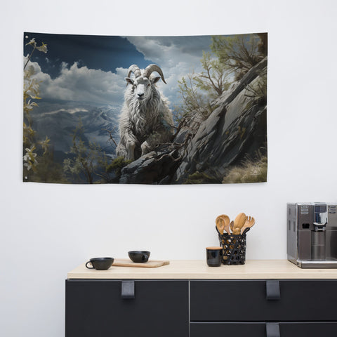 About my Brain Institute Wall Art Mountain Goat Spirit Animal Flag Wall Art
