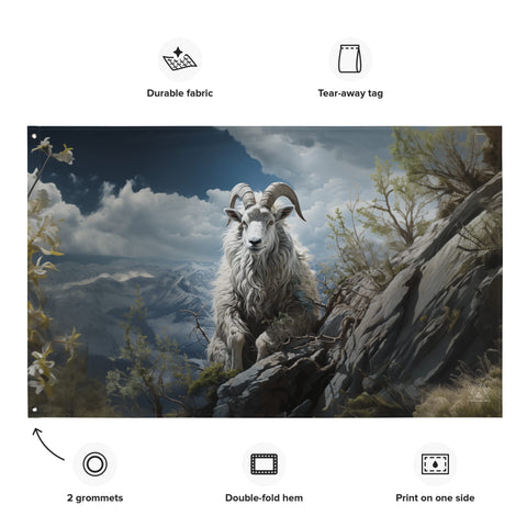 About my Brain Institute Wall Art Mountain Goat Spirit Animal Flag Wall Art