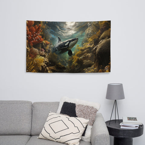 About my Brain Institute Wall Art Orca Whale Spirit Animal Flag Wall Art