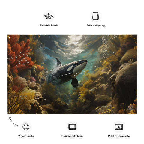 About my Brain Institute Wall Art Orca Whale Spirit Animal Flag Wall Art