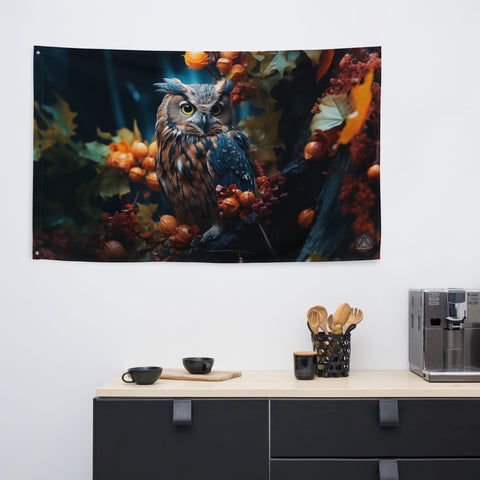 About my Brain Institute Wall Art Owl Spirit Animal Flag Wall Art