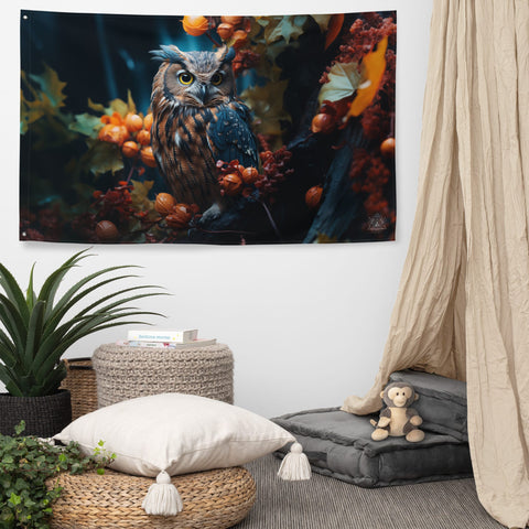 About my Brain Institute Wall Art Owl Spirit Animal Flag Wall Art