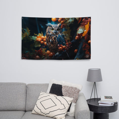 About my Brain Institute Wall Art Owl Spirit Animal Flag Wall Art