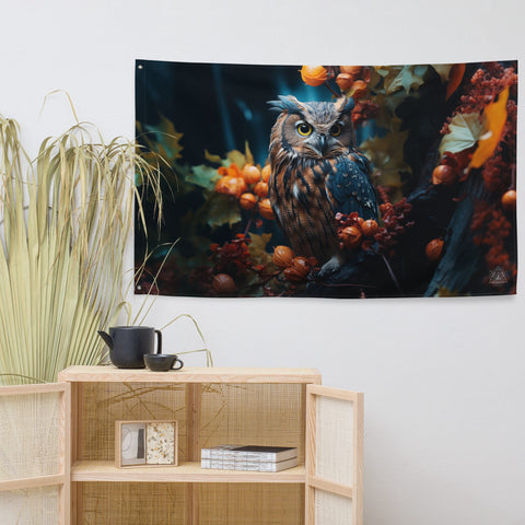 About my Brain Institute Wall Art Owl Spirit Animal Flag Wall Art