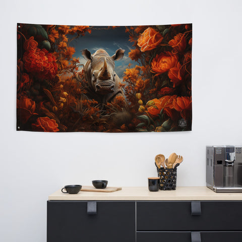 About my Brain Institute Wall Art Rhinoceros Spirit Animal Flag Wall Art