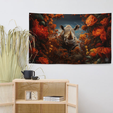 About my Brain Institute Wall Art Rhinoceros Spirit Animal Flag Wall Art