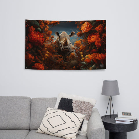 About my Brain Institute Wall Art Rhinoceros Spirit Animal Flag Wall Art