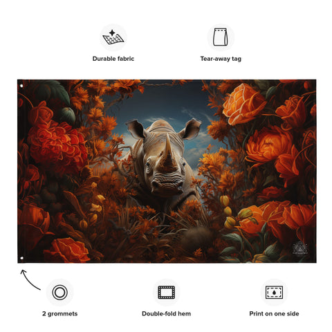About my Brain Institute Wall Art Rhinoceros Spirit Animal Flag Wall Art
