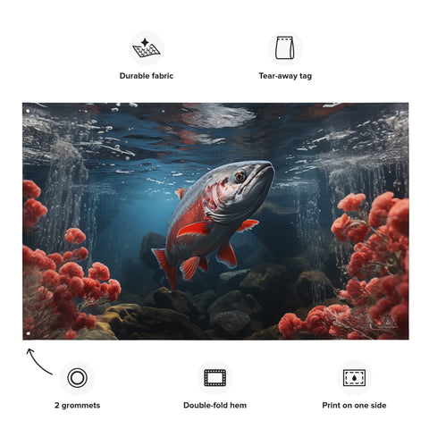 About my Brain Institute Wall Art Salmon Spirit Animal Flag Wall Art