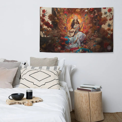 About my Brain Institute Wall Art Saraswati Goddess Flag Wall Art