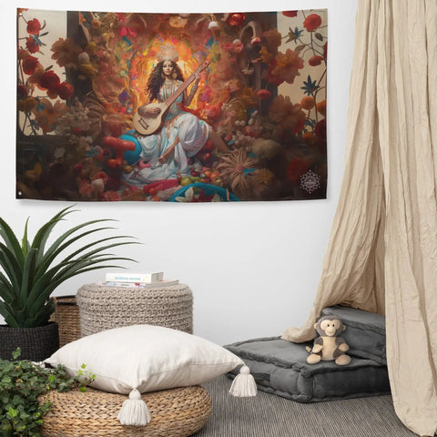 About my Brain Institute Wall Art Saraswati Goddess Flag Wall Art