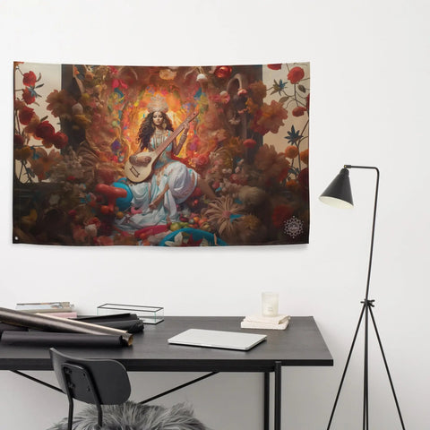 About my Brain Institute Wall Art Saraswati Goddess Flag Wall Art