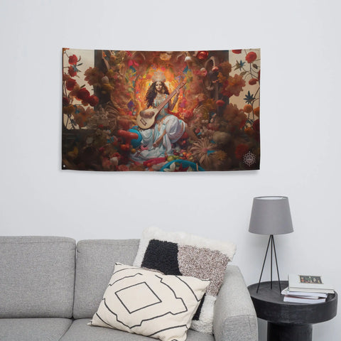 About my Brain Institute Wall Art Saraswati Goddess Flag Wall Art