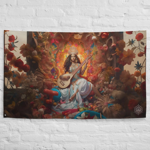 About my Brain Institute Wall Art Saraswati Goddess Flag Wall Art