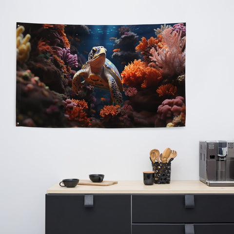 About my Brain Institute Wall Art Sea Turtle Spirit Animal Flag Wall Art