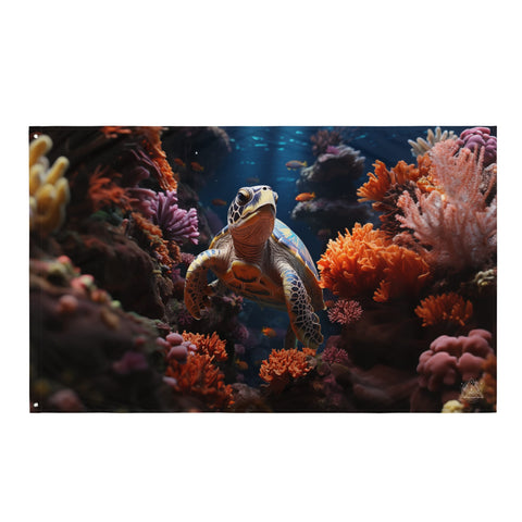 About my Brain Institute Wall Art Sea Turtle Spirit Animal Flag Wall Art