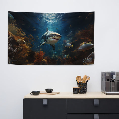 About my Brain Institute Wall Art Shark Spirit Animal Flag Wall Art