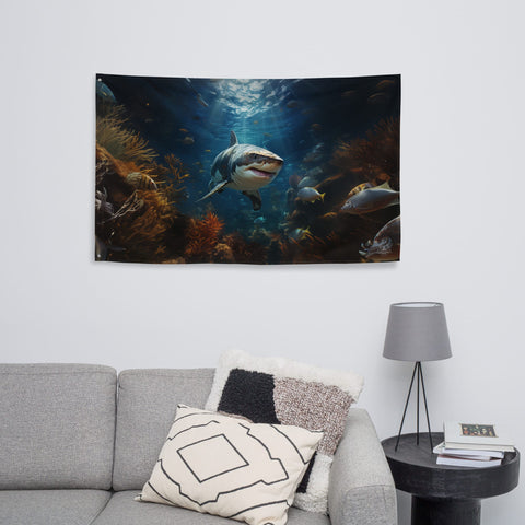 About my Brain Institute Wall Art Shark Spirit Animal Flag Wall Art