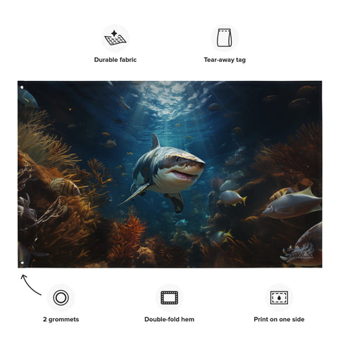 About my Brain Institute Wall Art Shark Spirit Animal Flag Wall Art