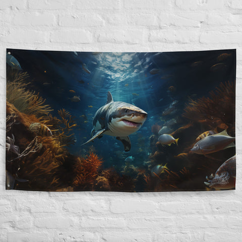 About my Brain Institute Wall Art Shark Spirit Animal Flag Wall Art