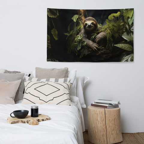 About my Brain Institute Wall Art Sloth Spirit Animal Flag Wall Art