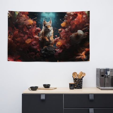 About my Brain Institute Wall Art Squirrel Spirit Animal Flag Wall Art