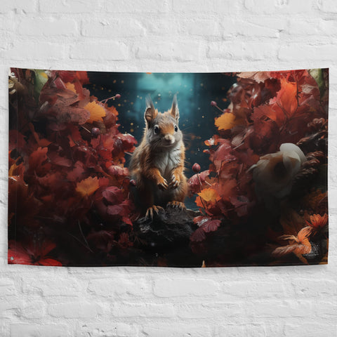 About my Brain Institute Wall Art Squirrel Spirit Animal Flag Wall Art