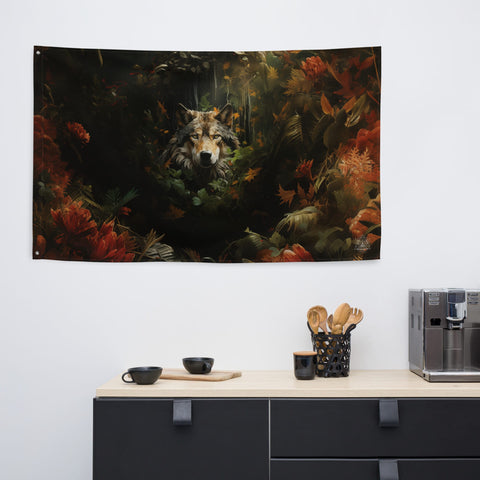 About my Brain Institute Wall Art Wolf Spirit Animal Flag Wall Art